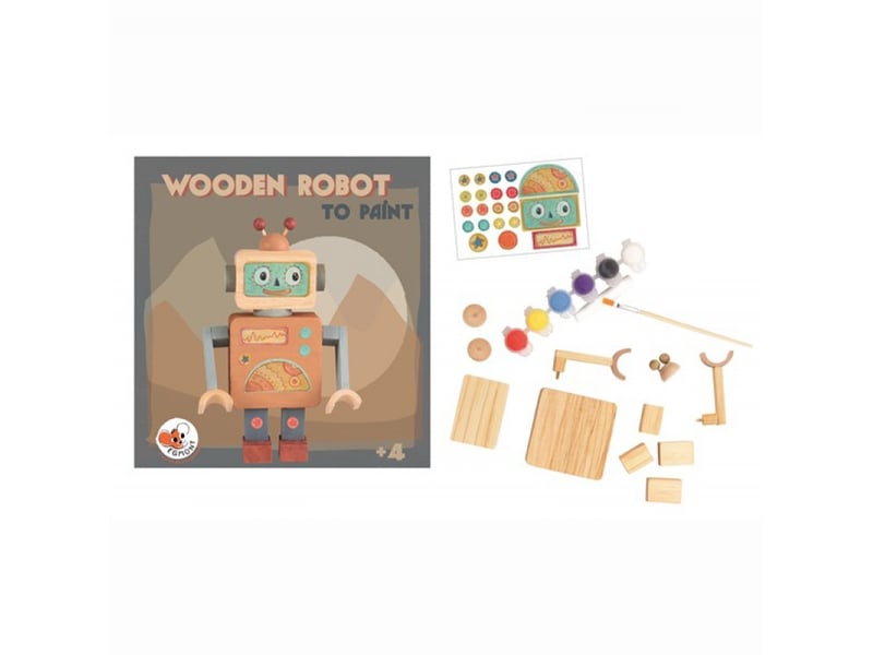  Robot en bois a peindre avec autocollants 630549 - Conforama A