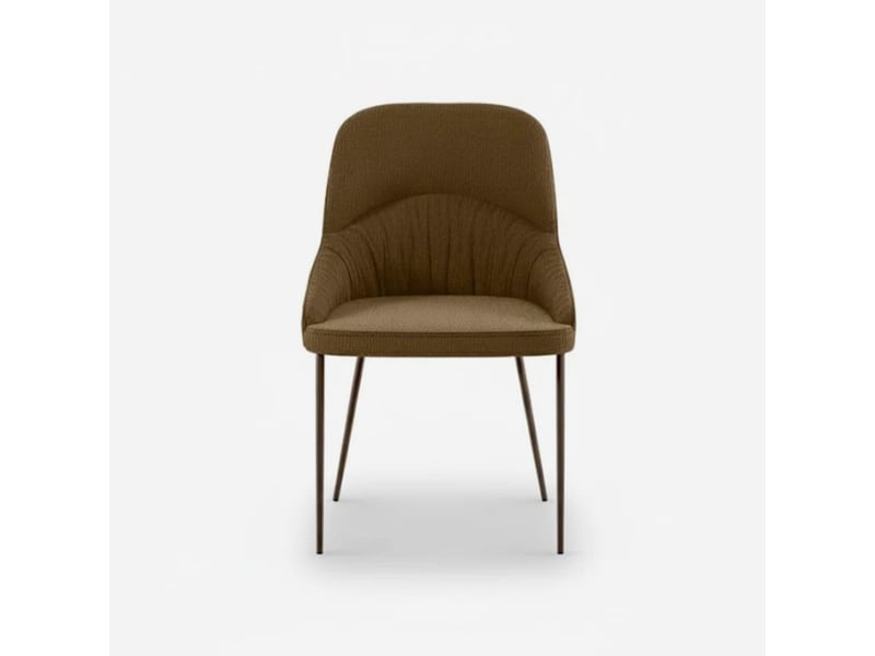  Lot de 4 chaises rembourrées en tissu facile à nettoyer shell - marron  - Conforama E