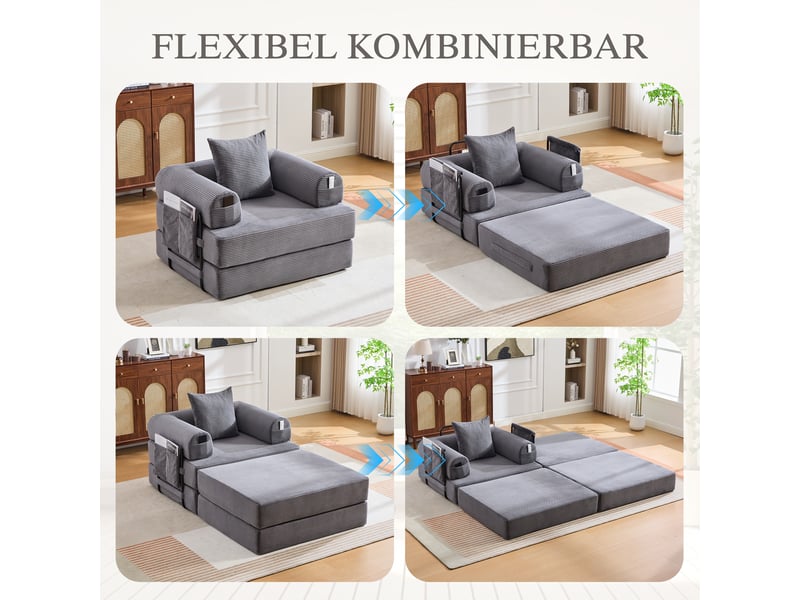  Canapé droit fixe 1 place tissu gris foncé canapé compressible - Conforama D
