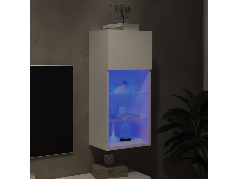  Meuble tv - banc tv - meuble de rangement avec lumières led blanc 40,5x30x90 cm  - Conforama E