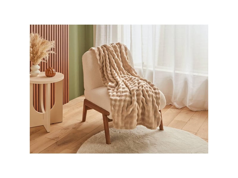  Plaid zephy 180x230cm effet fausse fourrure beige ZEPHY - Conforama E