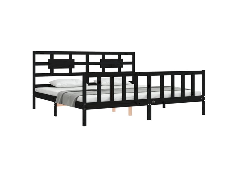 Lit double- lit adulte - cadre de lit sans matelas noir 200x200 cm bois massif de pin - Conforama B