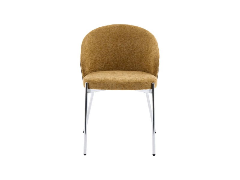  Lot de 2 chaises bois de peuplier teinté noyer. Acier chromé et tissu texturé moutarde - paul  - Conforama E