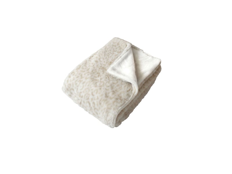 Plaid effet fourrure léopard 300 g,m² en flanelle avec sac de rangement - 125x150cm - ecru  - Conforama B