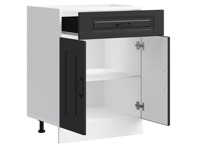  Meuble de rangement, armoire de cuisine kalmar noir bois d'ingénierie shl8639  - Conforama E