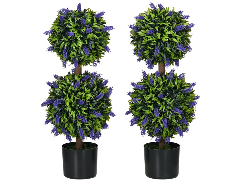  Plante artificielle en pot lot de 2 lavandes décoratives résistantes aux uv pour intérieur et extérieur vert ø15 × 70 cm  - Conforama A