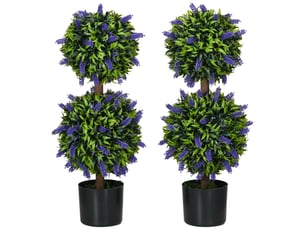 Plante artificielle en pot lot de 2 lavandes décoratives résistantes aux uv pour intérieur et extérieur vert ø15 × 70 cm