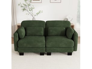 Canapé modulable 2 places 176x88x88 cm, accoudoirs et coussins de soutien, cadre en bois, chenille, vert