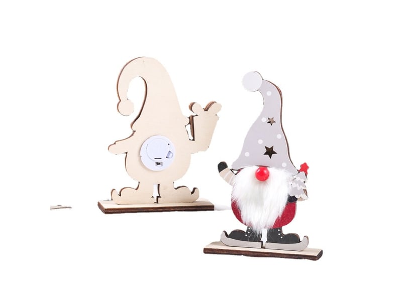 Lutin de noel accessoires de table, objet decoration en bois a poser 2 pièces  - Conforama A
