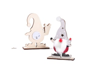 Lutin de noel accessoires de table, objet decoration en bois a poser 2 pièces