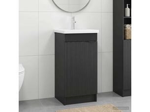Meuble salle de bain avec évier, meuble de rangement noir 42x40x84.5 cm shl8556