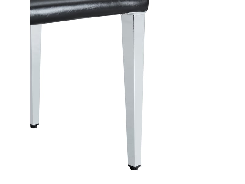 Lot de 6 chaises de salle à manger, dossier incurvé, assise rembourrée, pieds antidérapants en pu noir et métal argenté - Conforama D