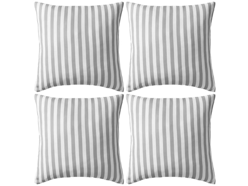  Lot de 4 coussins oreiller pour extérieur décoration jardin rayure 45 x 45 cm gris dec020110  - Conforama A