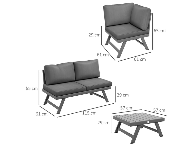 Salon de jardin d'angle convertible – 4 pièces – table incluse - Conforama C
