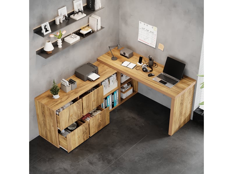 Bureau d'angle - table d'angle, plateau pivotant à 360° – configuration ...