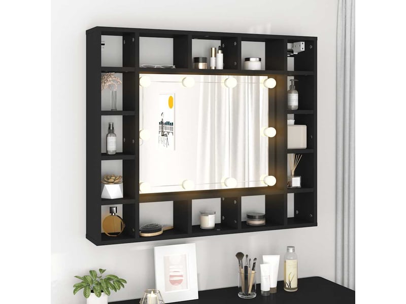  Armoire à miroir à led noir 91x15x76.5 cm  - Conforama C