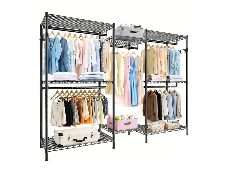  Porte-manteau - portant à vêtements robuste, organisateur de placard autoportant, portant à vêtements portable, noir  - Conforama A
