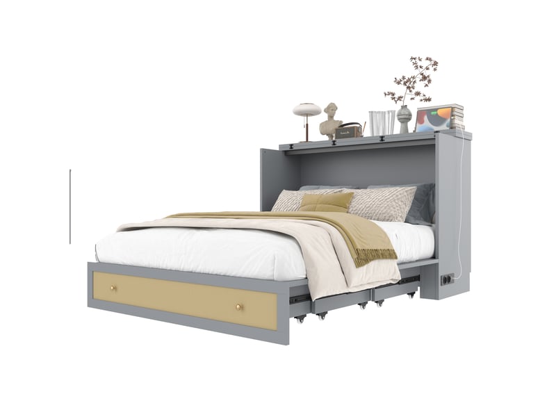  Lit escamotable 140x200cm coloris gris mdf lit enfant gris - Conforama A