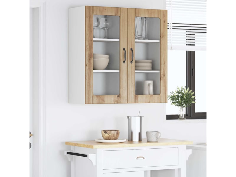Meuble mural de cuisine, cabinet en verre mural 2 pcs chêne artisanal shl1895 - Conforama D