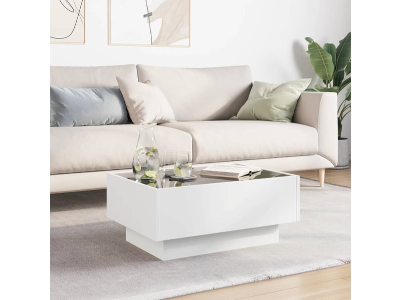  Table basse - table de salon - table à thé avec led blanc 70x50x30 cm bois d'ingénierie  - Conforama D