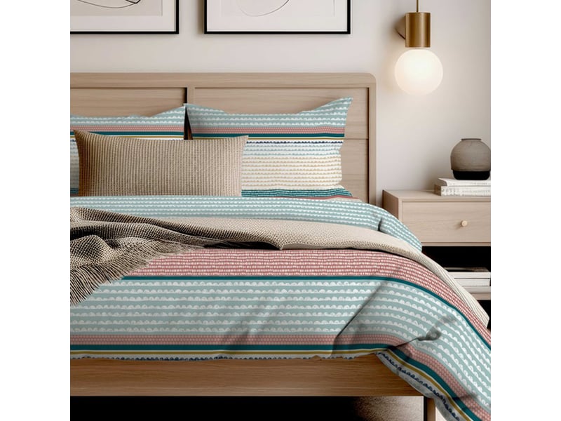  Parure de lit 220x240 cm coton scandi stripes PD25479 - Conforama B