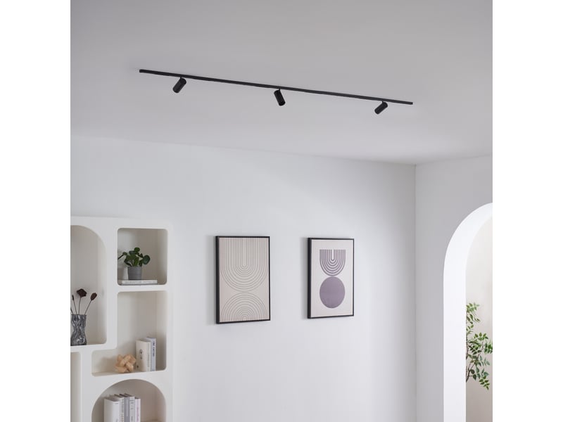 Rail magnétique 2 m noir 3 spots et 2 profilés 33w led - transformateur externe - lyne Lyne - Conforama E