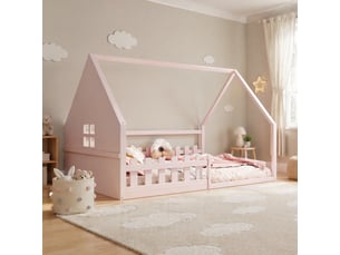 Lit cabane 140x200 cm <strong></strong>  <strong></strong> coloris rose
