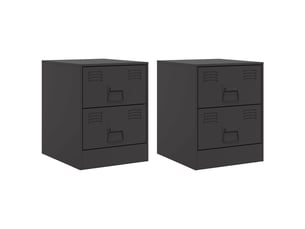 Vidaxl tables de chevet 2pcs noir acier industriel table rangement 34,5x39x44cm salon chambre déco