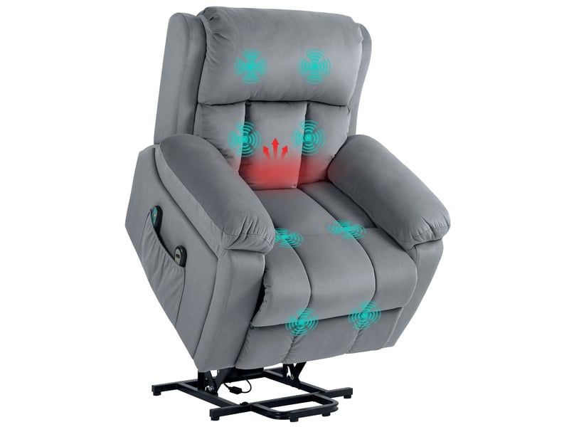  Fauteuil de salon, fauteuil releveur électrique massage, tissu polyester, 90x95x103cm, grey  - Conforama B