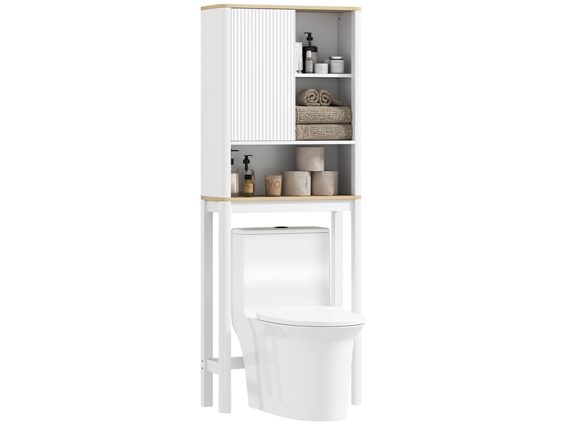 Meuble dessus wc blanc à porte cannelée, rangement 65 x 25 x 170 cm  - Conforama A