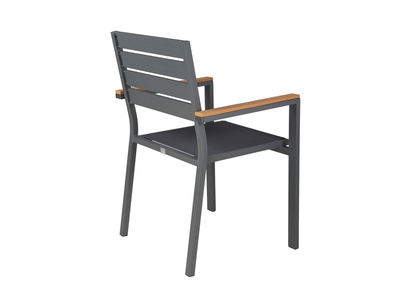 Ensemble table de jardin carrée 90x90x75cm+ 4 fauteuils gris - mimizan - Conforama E