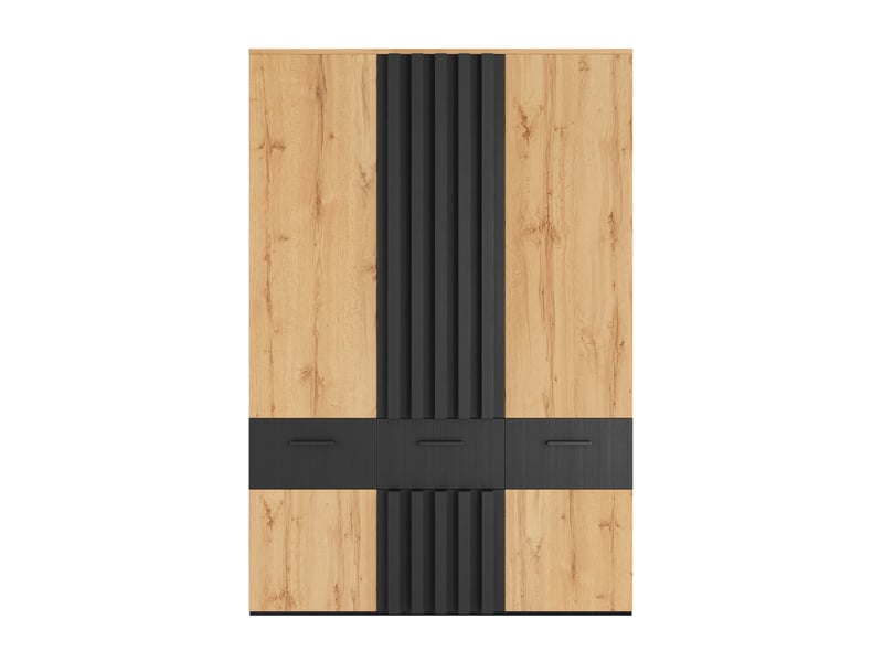 Armoire haute 90 x 50 x 200 cm, portes à effet lamelles, 2 tringles à vêtements, 3 tiroirs, 6 compartiments de rangement Bliss Lite - Conforama A