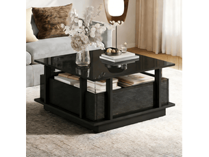 Table basse carré(e) coloris noir <strong>WISHDOR</strong> <strong></strong> - 70 cmx70 cm