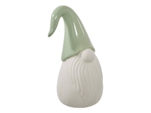 Gnome de noël lumineux led en céramique vert h. 17 cm