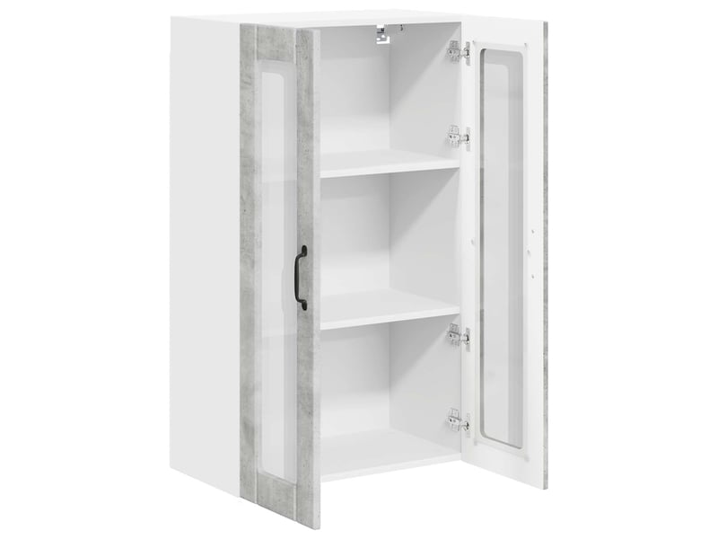  Meuble mural de cuisine, cabinet en verre mural gris béton 60x31x100cm shl2772  - Conforama E