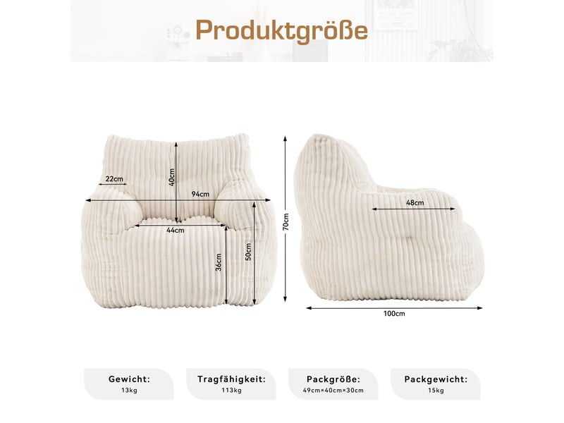  Repose pied - rembourré - beige - pour salon et séjour 100x94x70cm - Conforama C