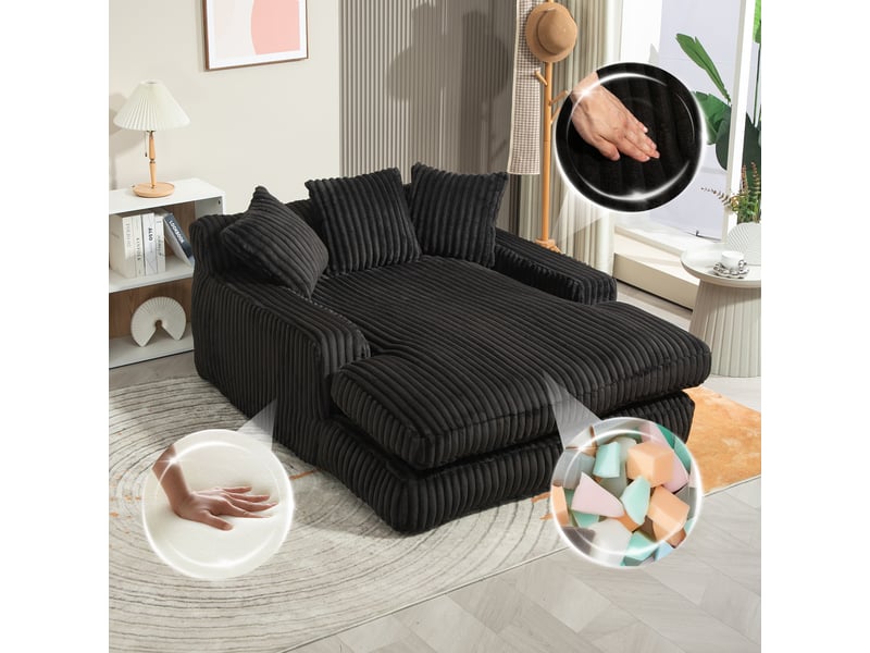 Canapé convertible, canapé-lit – style cloud, en velours tricoté, noir, coussins inclus, 1 place - Conforama A