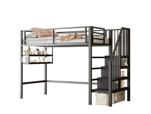 Lit mezzanine 90x200 cm <strong>MODENUIT </strong> <strong></strong> coloris noir