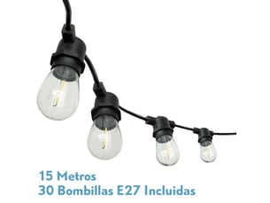 Guirlande lumineuse led fabrilamp verbena 15 m 30 ampoules e27 30 w 4000 k ip44