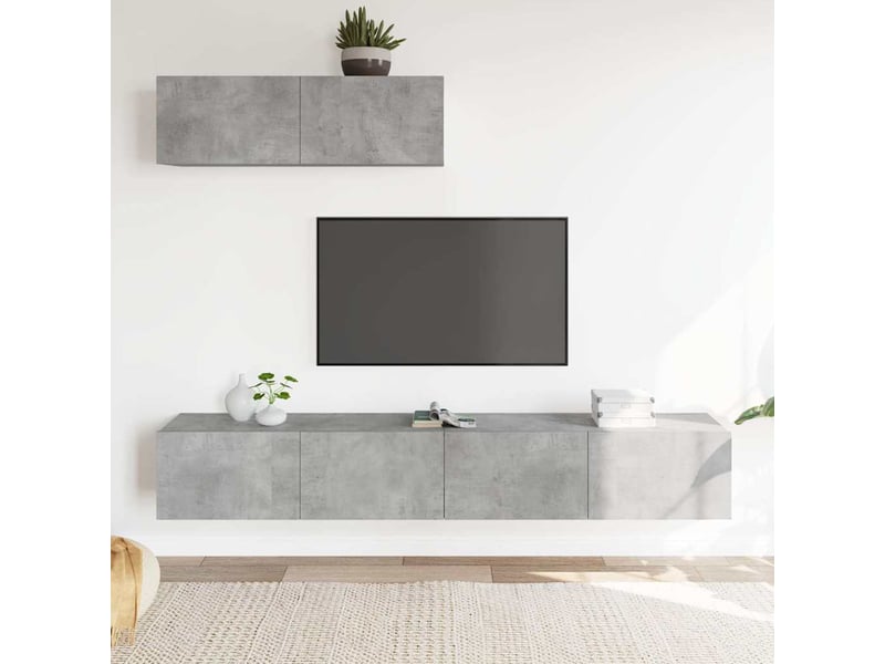  Ensemble de meubles tv 3 pcs gris béton bois d'ingénierie shl47530  - Conforama B