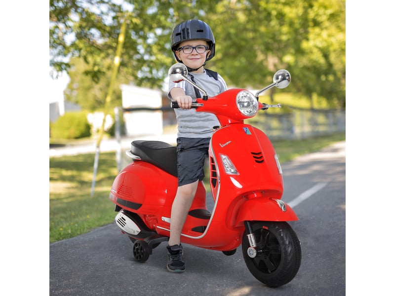  Moto électrique pour enfants, design vespa, batterie 6v avec effets sonores et lumineux, 3-6 ans, rouge  - Conforama C