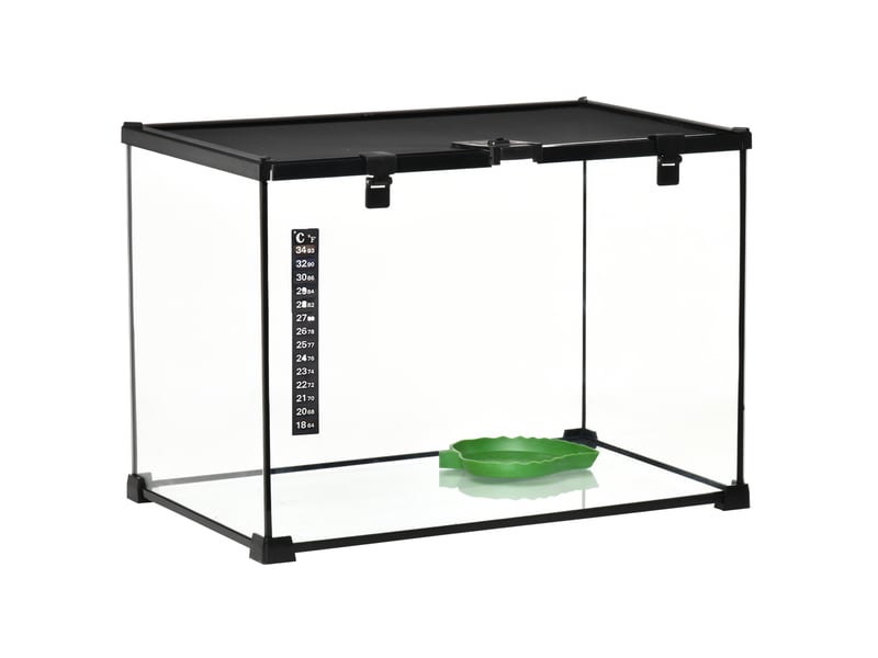  Terrarium en verre 50 x 30 x 35 cm – noir – ventilation grillagée et ouverture d'alimentation  - Conforama D