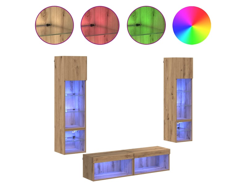  Unité murale de tv 6 pcs chêne artisanal bois d'ingénierie shl46318  - Conforama D