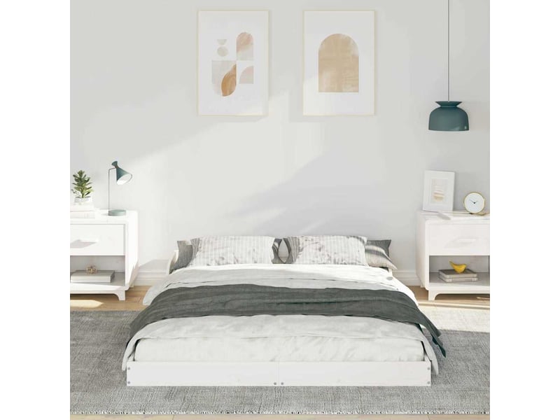  Lit double- lit adulte -  cadre de lit blanc 140 x 190 cm pin massif  - Conforama B