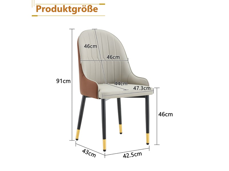 Lot de 2 chaises de salle à manger,47,3x44x91 cm,similicuir,gris chaud et marron  - Conforama C