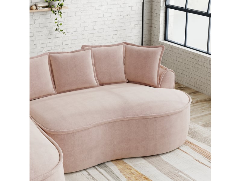Canapé modulable 4 places en tissu rose sans cadre, 320 cm, assise profonde et coussins inclus pour le salon - Conforama D