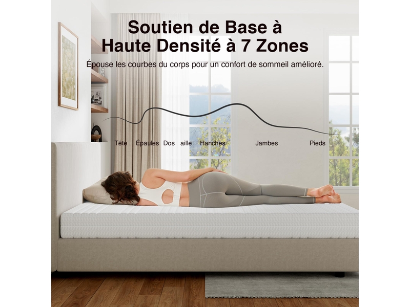 Avenco matelas en mousse - 7 zones de confort, soutien mi-ferme et housse lavable - 140 x 200 cm - épaisseur 16 cm - Conforama E