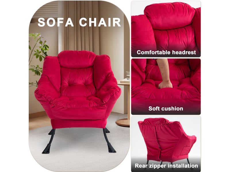  Fauteuil relaxant modenvie avec poche latérale 75 x 80 x 85 cm métal rouge brique  - Conforama E