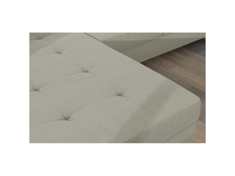 Canapé d'angle convertible amanda beige clair velours côtelé avec coffre gauche - Conforama E