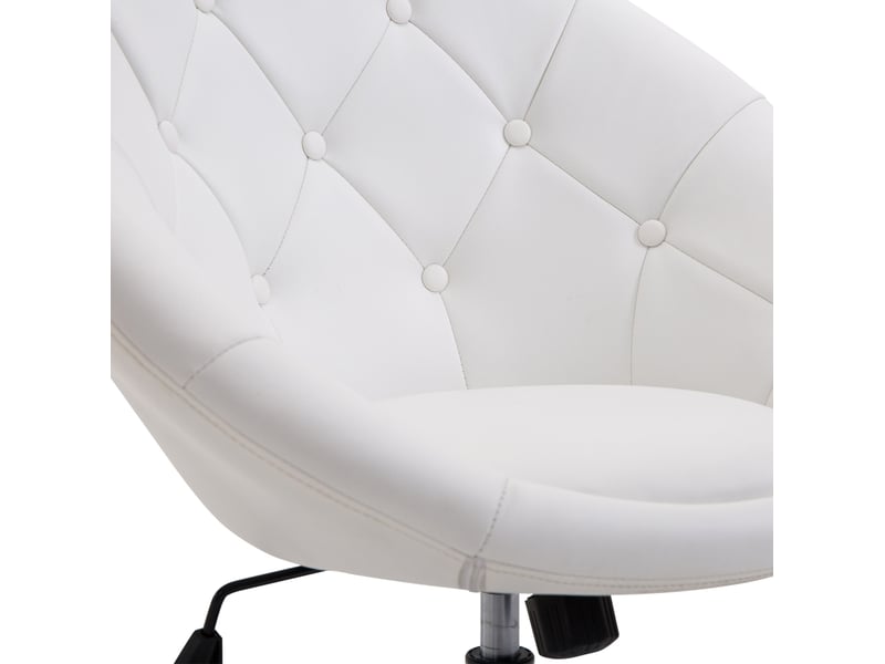  Tabouret de bureau pivotant blanc en cuir régénéré, hauteur réglable et base chromée antidérapante  - Conforama D